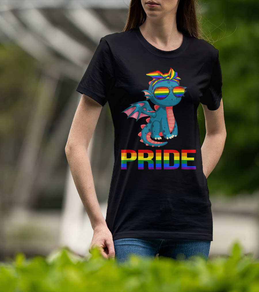 Pride Dragon With Rainbow Glasses And Bandana T-Shirt