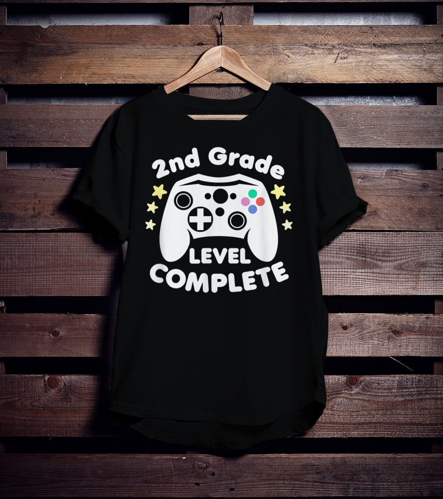 2nd Grade Level Complete Graduation Day Gamer Controller Stars T-Shirt