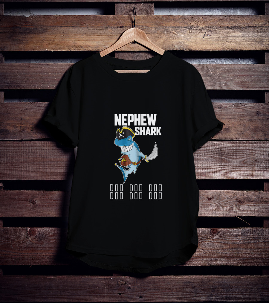 Nephew Shark Pirate Adventure Doo Doo Doo Theme With Pirate Hat And Sword T-Shirt