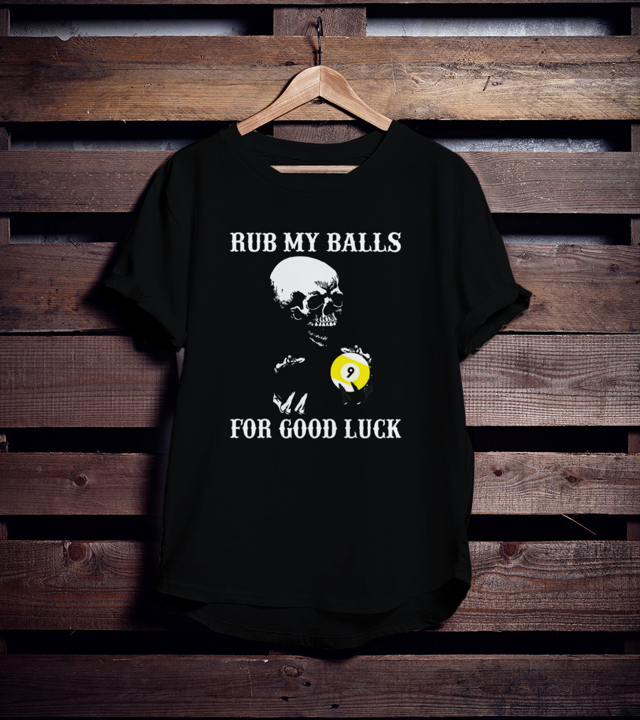 Billiards Halloween Rub My Balls For Good Luck Skeleton Pool Humor T-Shirt