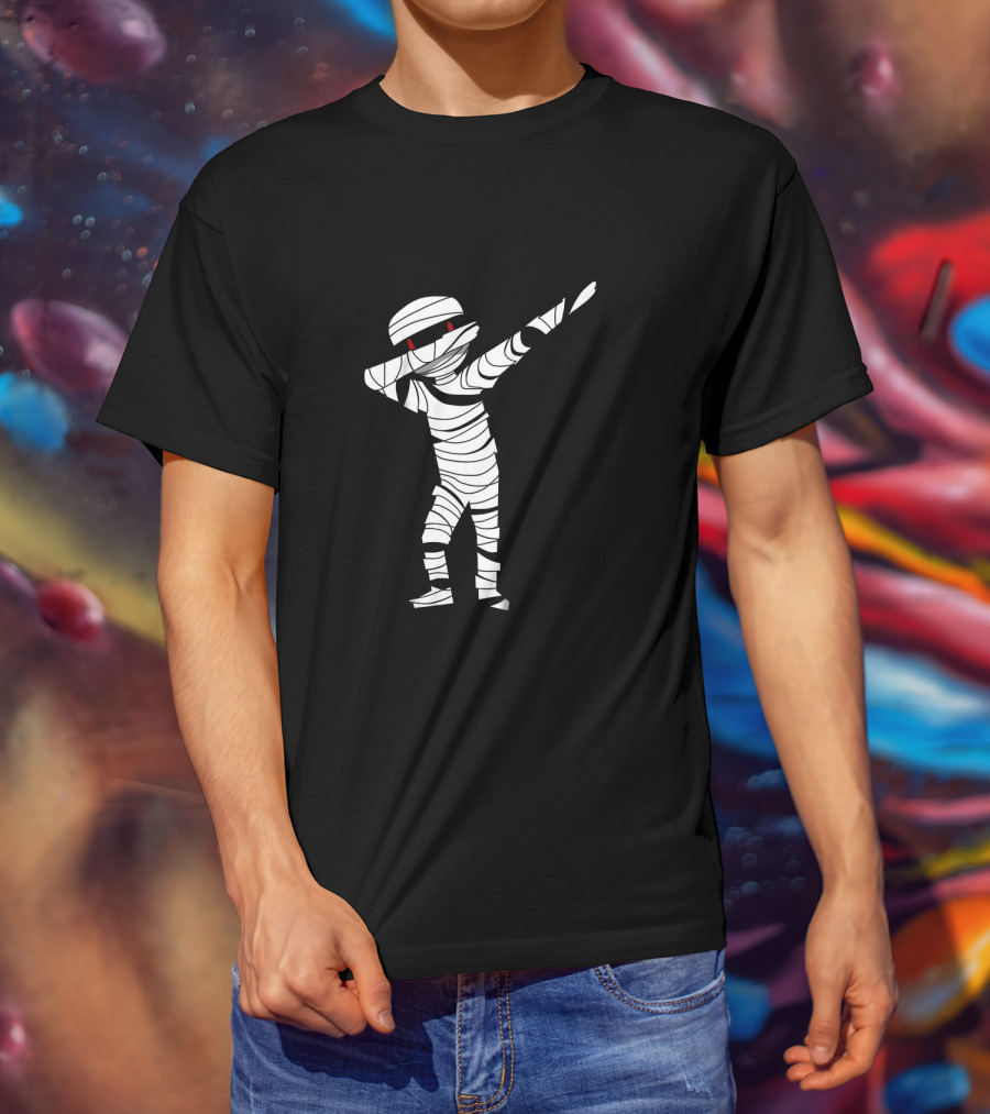 Dabbing Mummy Halloween With Red-Eyed Bandage Costume T-Shirt
