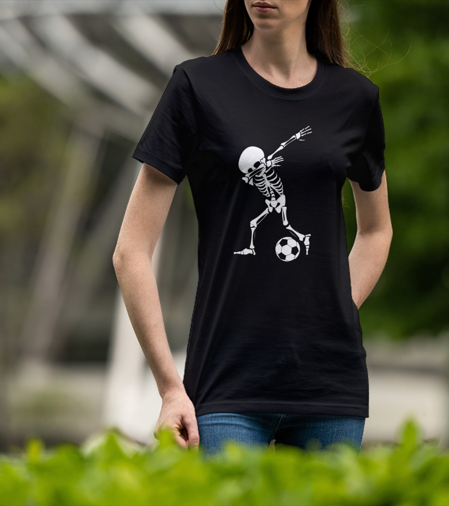 Dabbing Skeleton Halloween Soccer Dab Funny T-Shirt