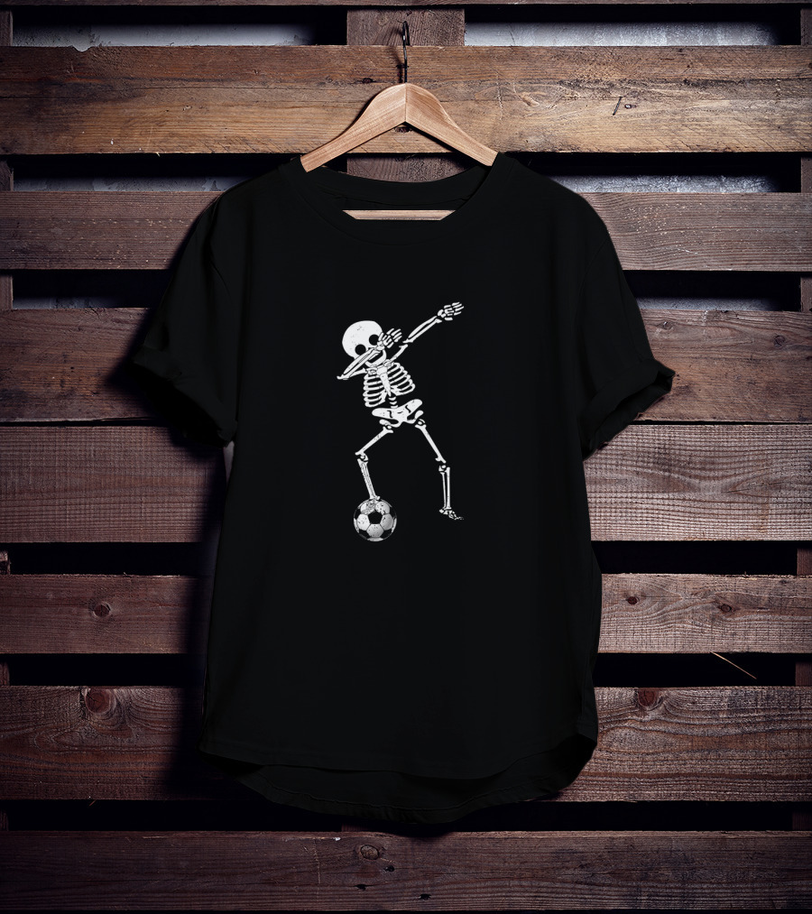 Halloween Dabbing Skeleton Soccer Trick Or Treat Dance Pose T-Shirt