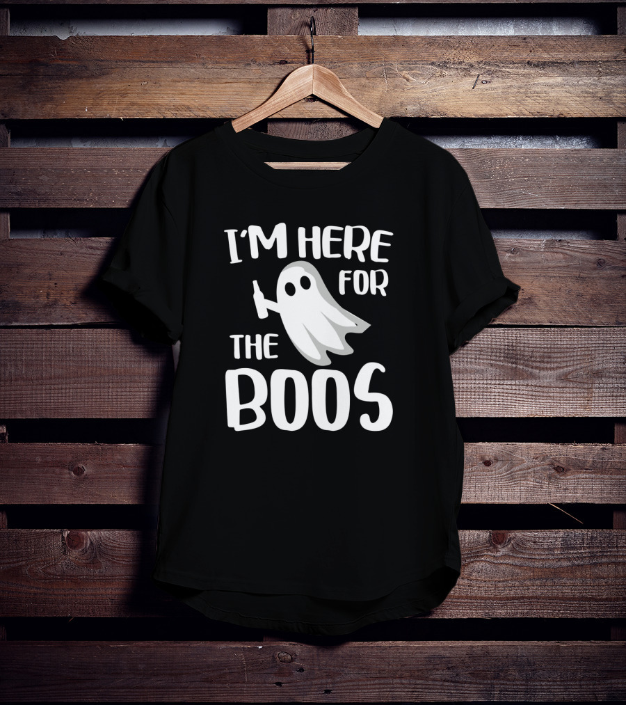 I'm Here For The Boos Halloween Ghost With Bottle Fun T-Shirt