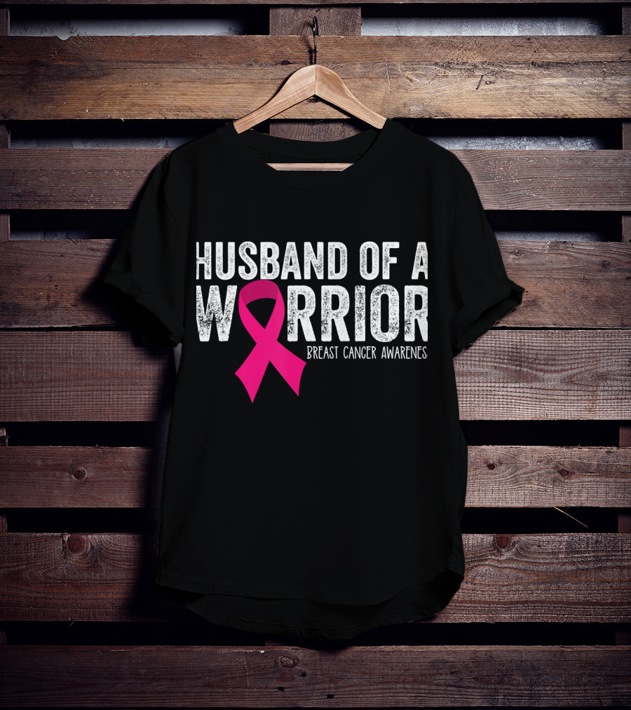 Husband Of A Warrior Breast Cancer Awareness Pink T-Shirt