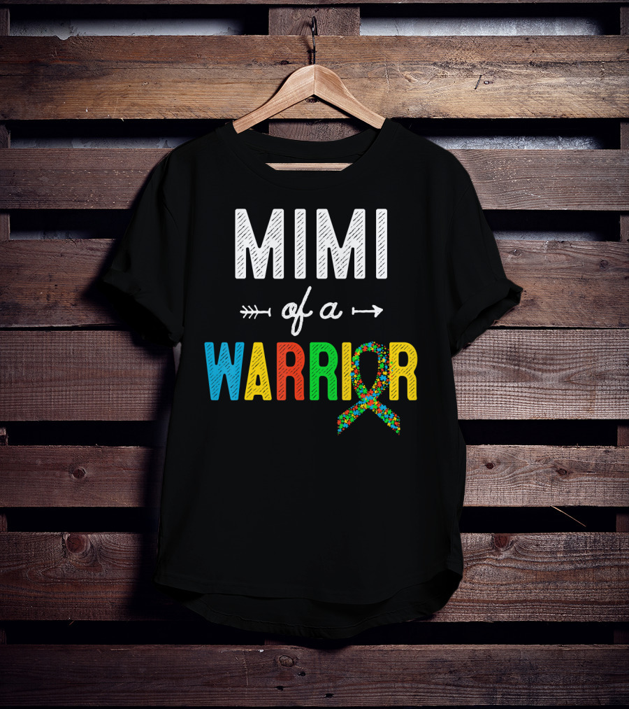 Mimi Of A Warrior Autism Awareness Puzzle T-Shirt