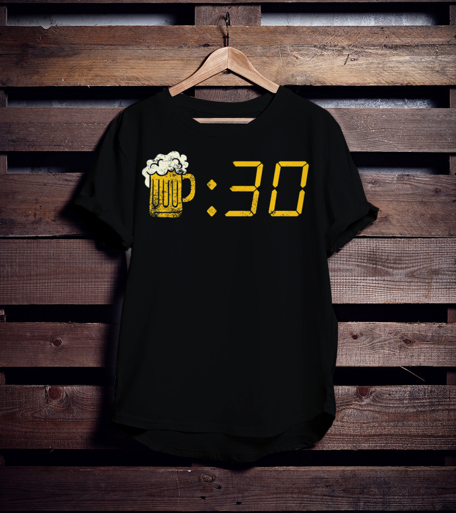 Beer Mug Digital Clock Display :30 Funny Drinking Or Getting Drunk T-Shirt