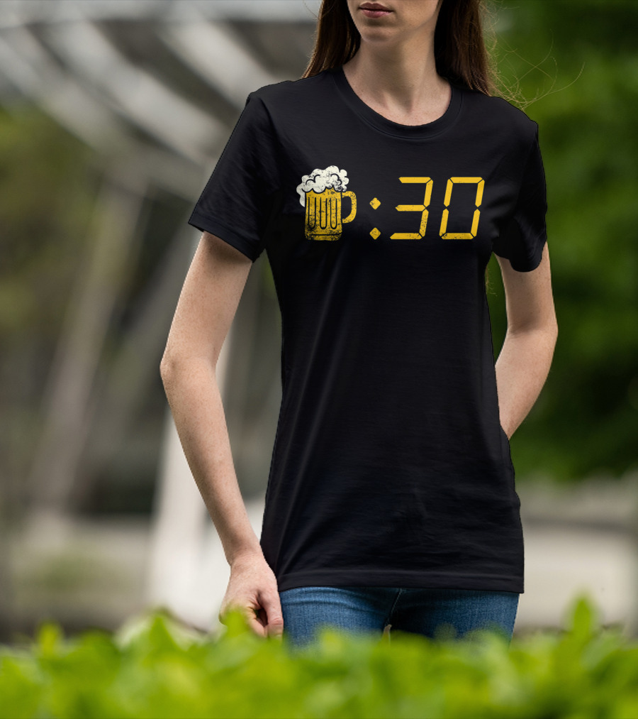 Beer Mug Digital Clock Display :30 Funny Drinking Or Getting Drunk T-Shirt