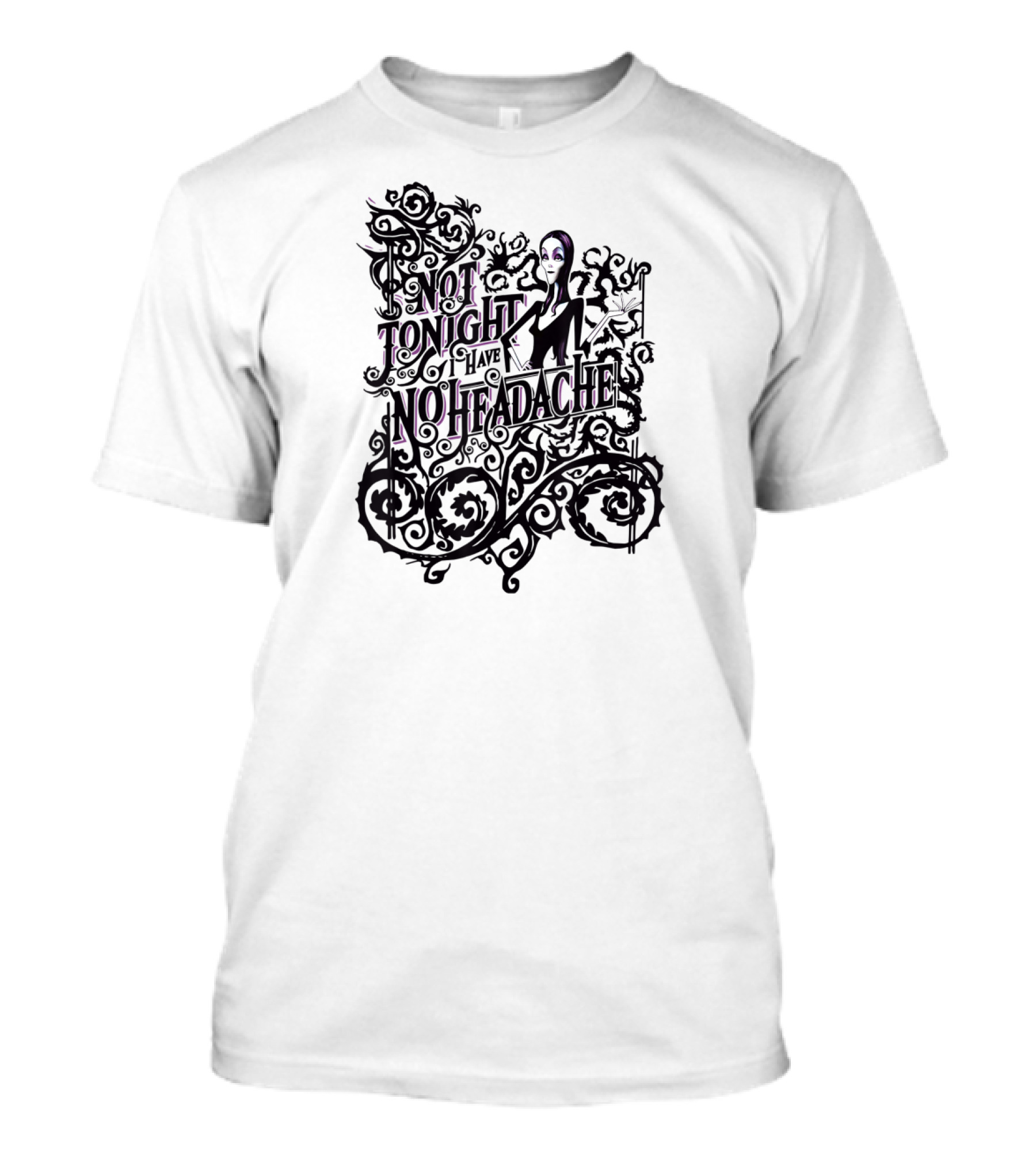 Not Tonight I Have No Headache Addams Family Morticia Spiral T-Shirt