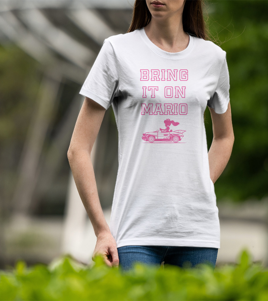 Mario Kart Princess Peach Outline Bring It On Mario T-Shirt