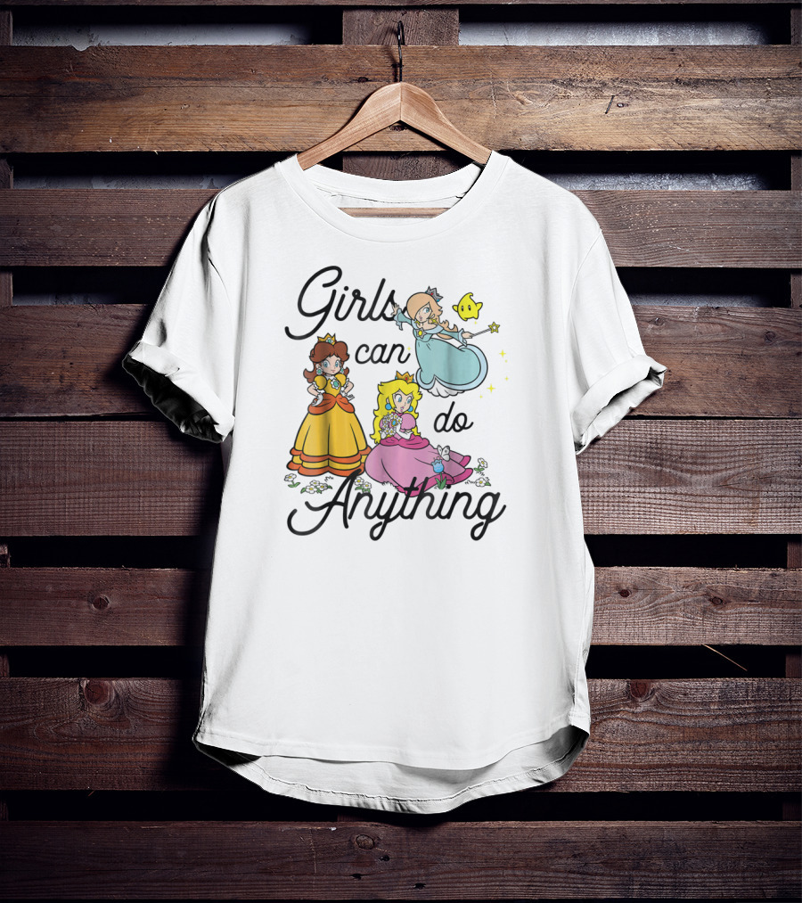 Girls Can Do Anything Super Mario Peach Daisy Rosalina Group Shot T-Shirt