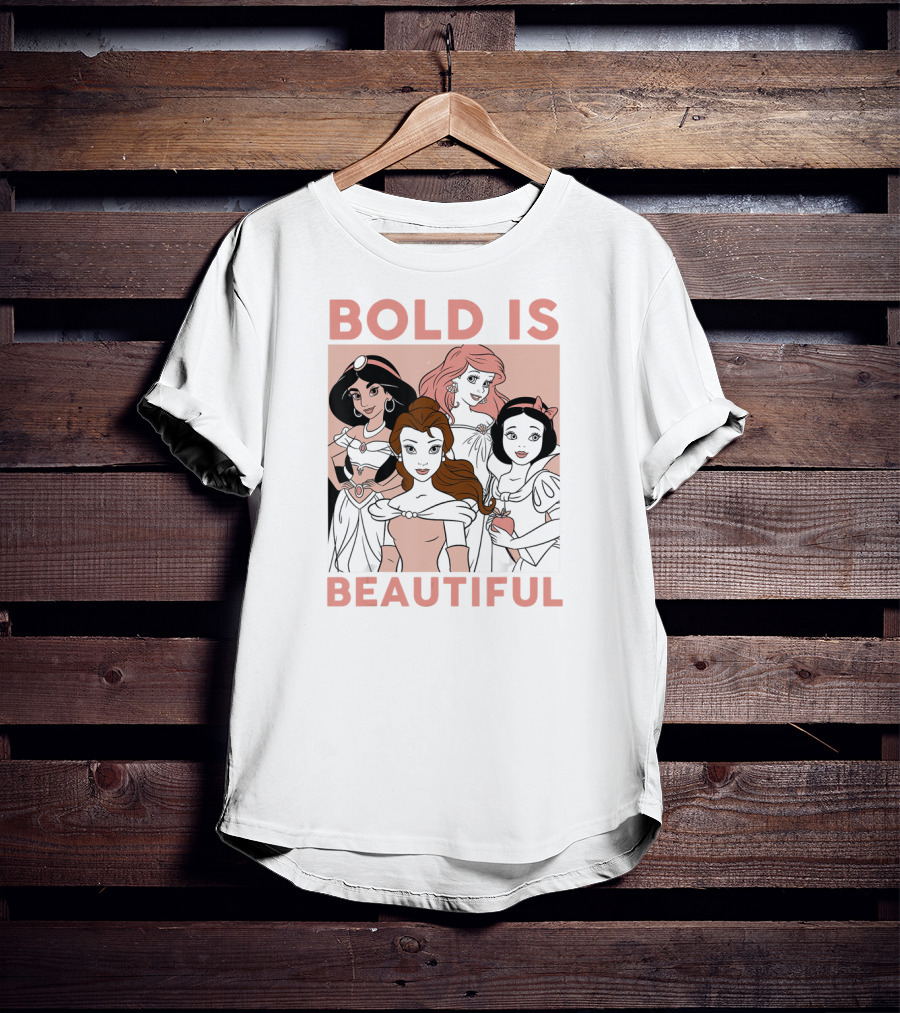 Disney Princess Bold Is Beautiful Jasmine Ariel Belle Snow White Classic Cartoon T-Shirt