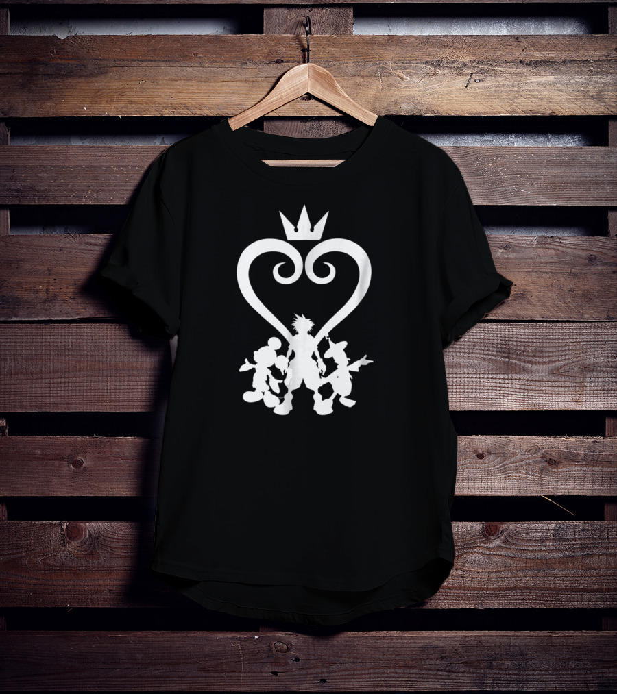 Kingdom Hearts Disney Characters Silhouettes With Heart Crown T-Shirt