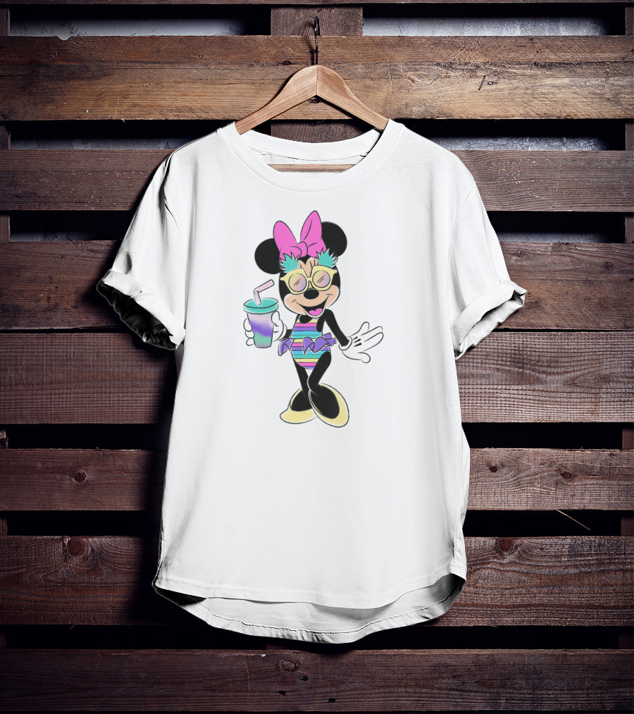Disney Minnie Mouse Unicorn Pastel Stripes And Tropical Pineapples T-Shirt