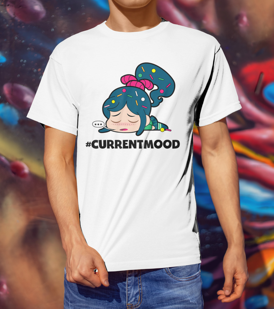 Disney Wreck It Ralph Vanellope #CurrentMood Sprinkles Hair Exhausted Expression T-Shirt