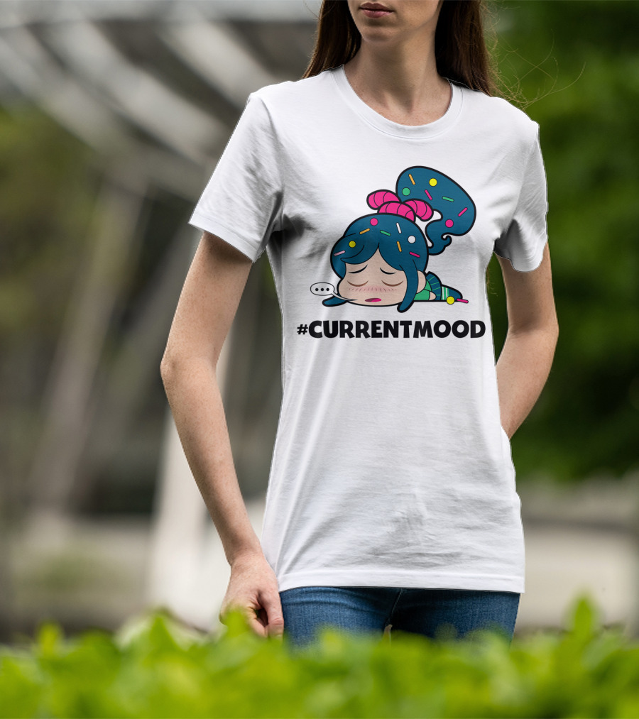 Disney Wreck It Ralph Vanellope #CurrentMood Sprinkles Hair Exhausted Expression T-Shirt