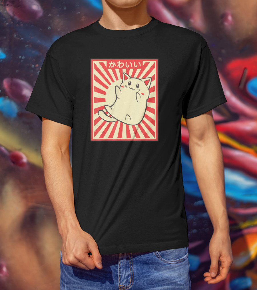 Vintage Kawaii Meowing Japanese Cat Lover T-Shirt