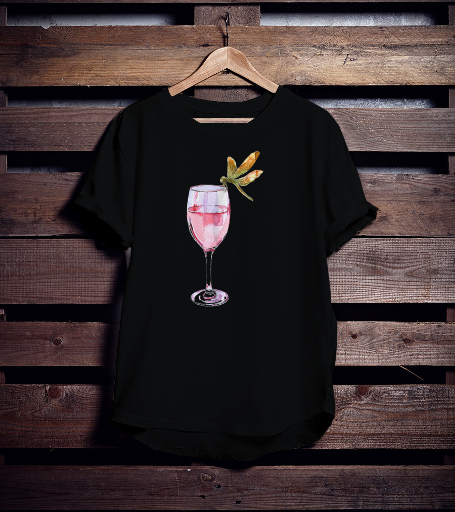 Dragonfly Resting On Wine Glass T-Shirt