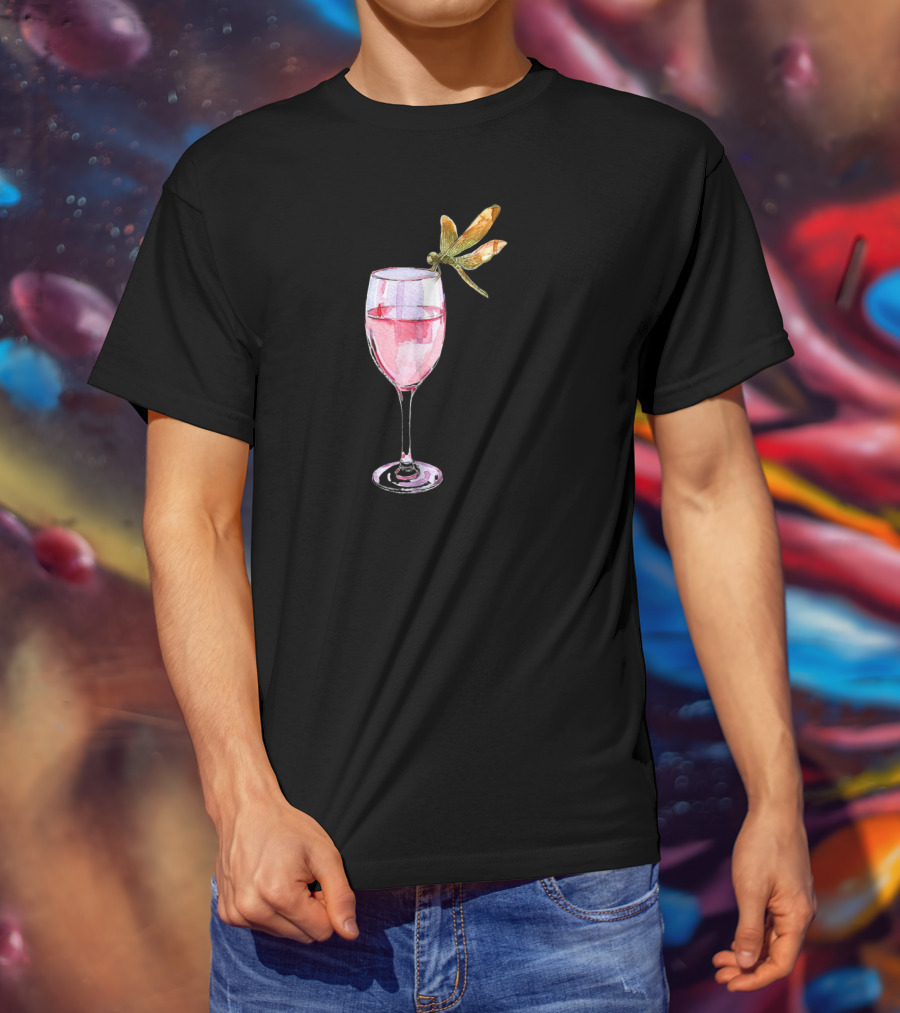Dragonfly Resting On Wine Glass T-Shirt