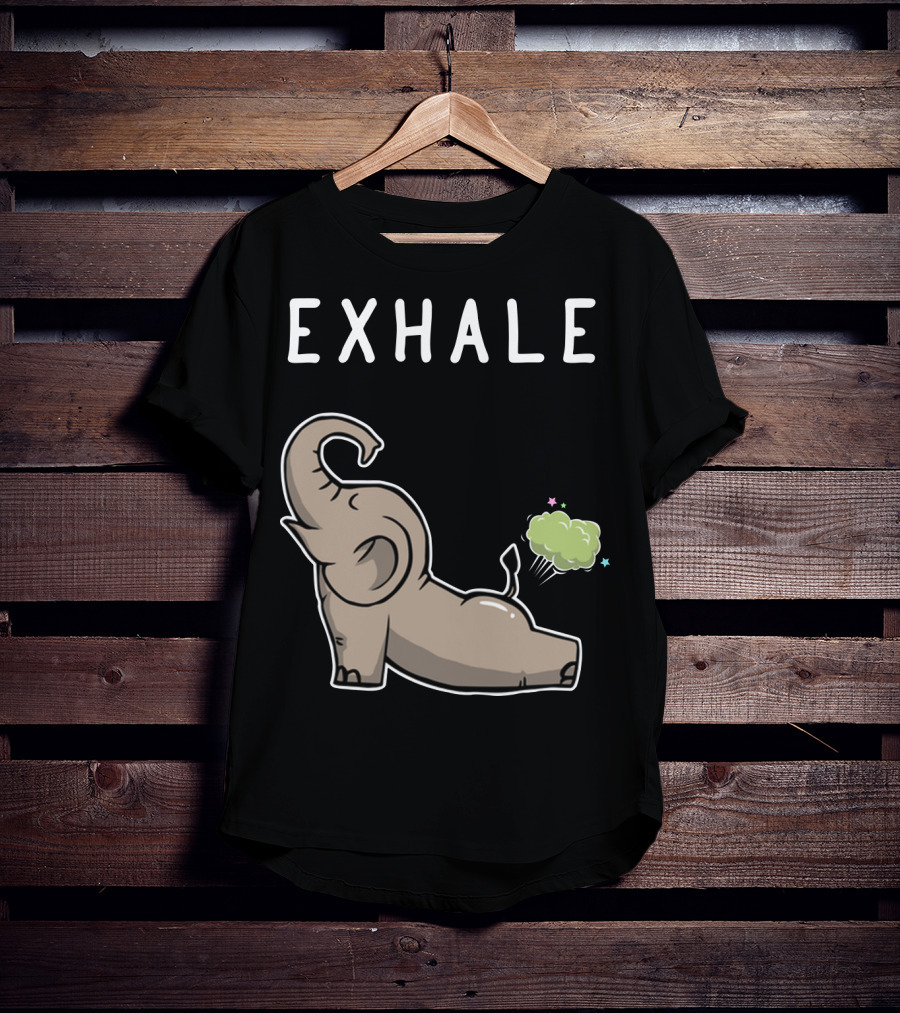 EXHALE Mens Womens Funny Elephant Lovers T-Shirt