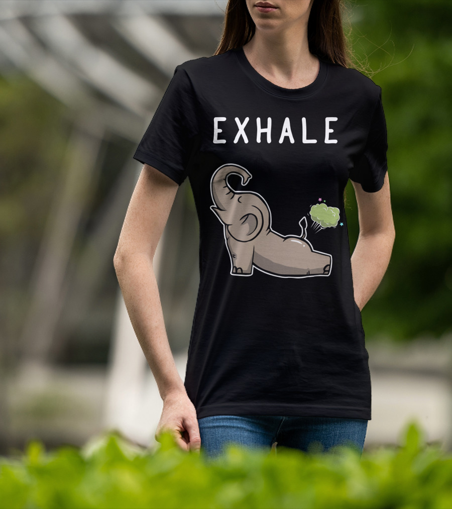 EXHALE Mens Womens Funny Elephant Lovers T-Shirt