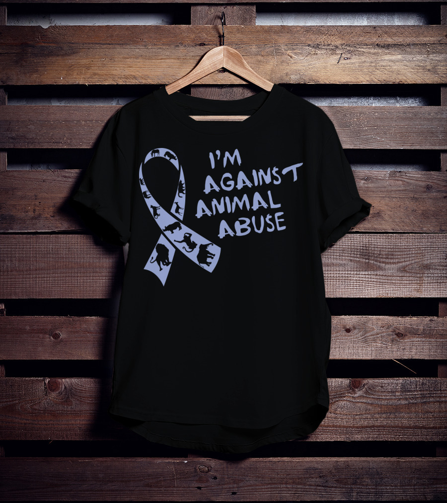 I'm Against Animal Abuse Ribbon With Animal T-Shirt