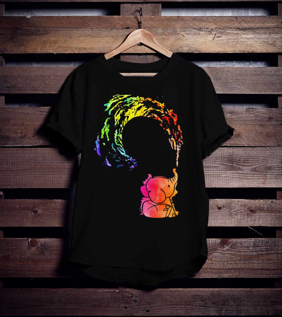 Rainbow Wave Elephant Painting Wall T-Shirt