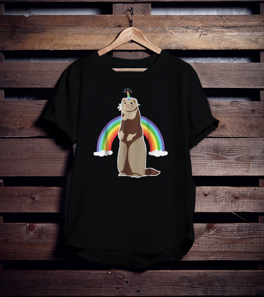 Ferret Unicorn Rainbow Magic Fantasy T-Shirt