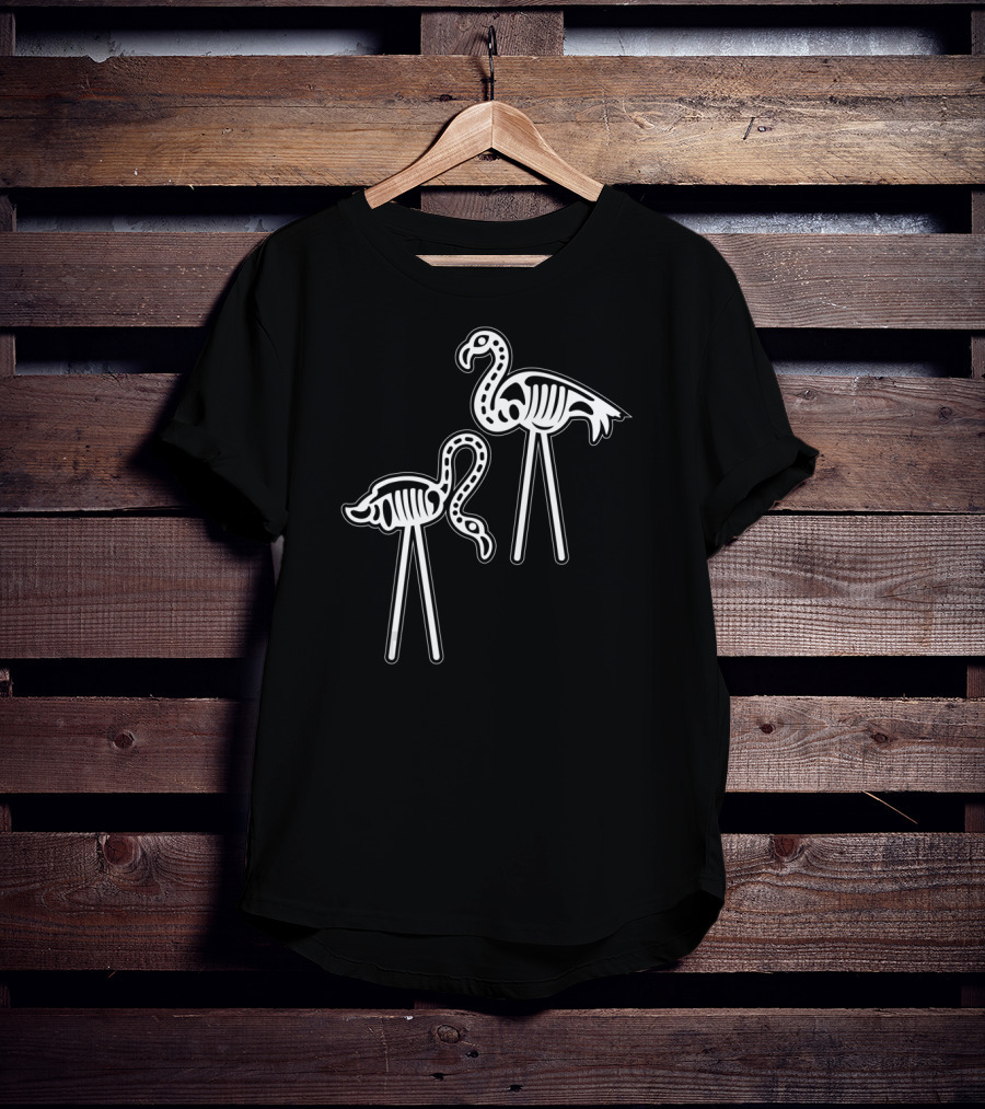 Flamingo Skeleton Funny Halloween Luau Party T-Shirt