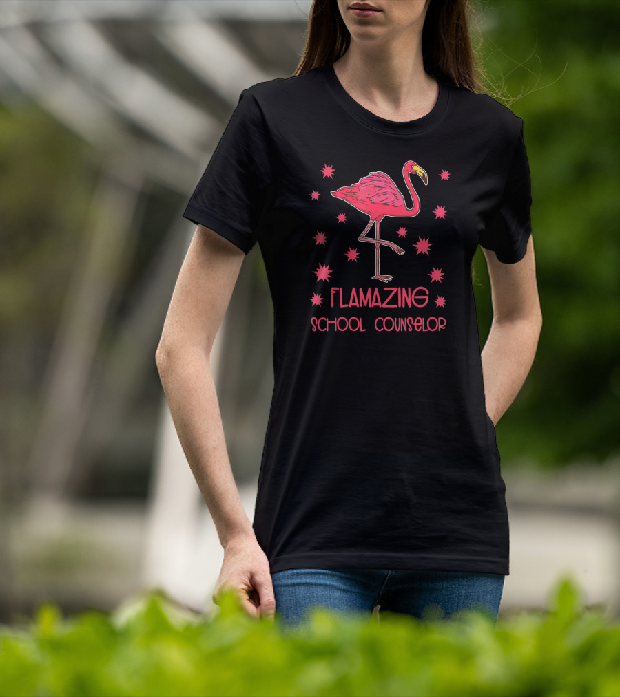 Flamazing School Counselor Pink Flamingo Appreciation T-Shirt