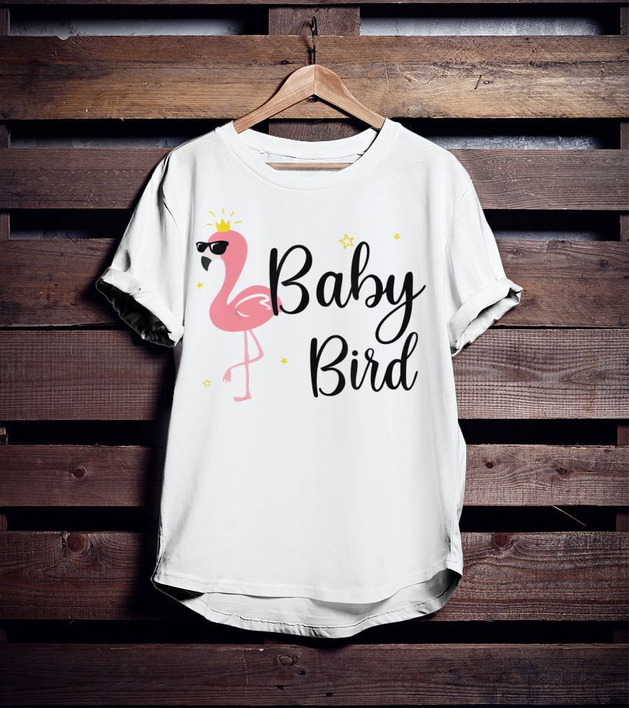 Baby Bird Flamingo Sunglasses Crown Stars T-Shirt