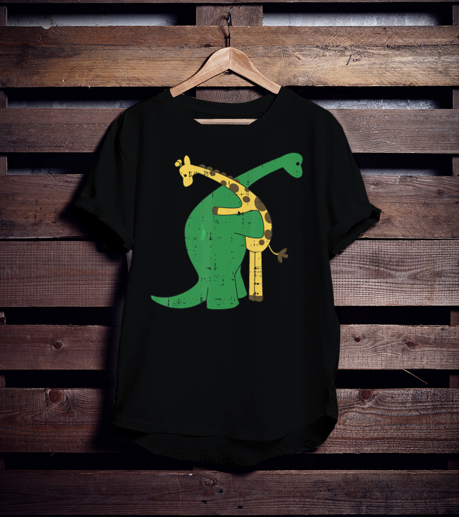 Giraffe Dinosaur Love Hug Safari Animals Dino T-Shirt