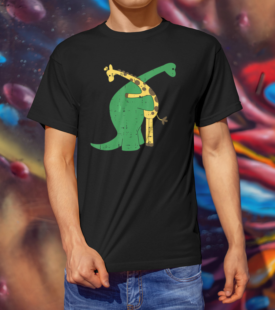 Giraffe Dinosaur Love Hug Safari Animals Dino T-Shirt