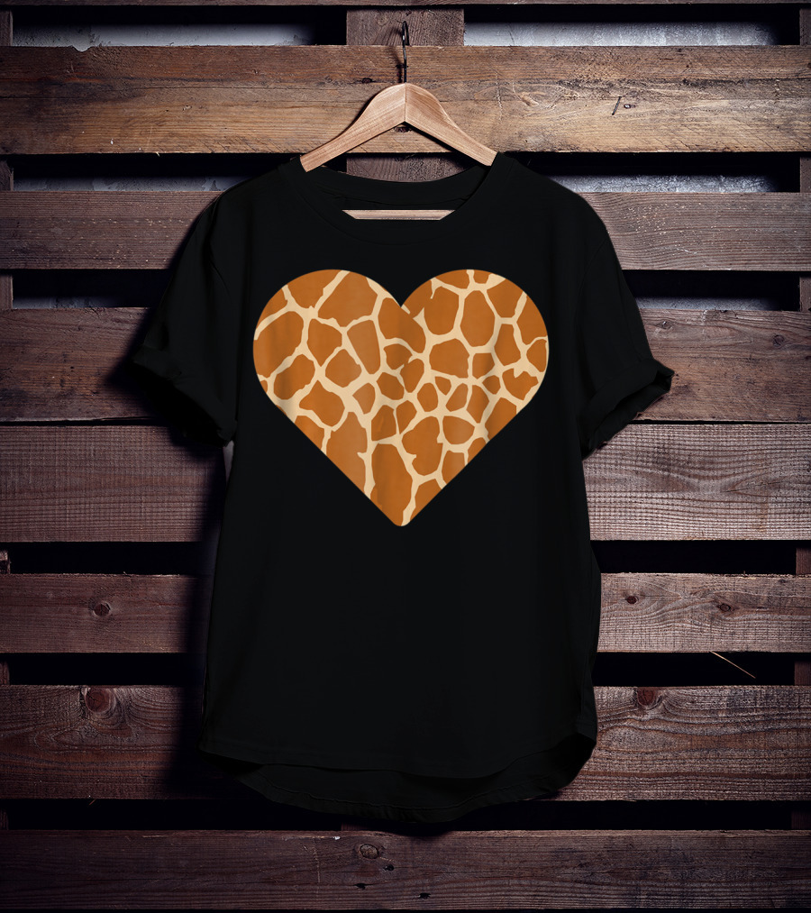 Giraffe Print Heart For Cute Giraffe Lover's Love T-Shirt