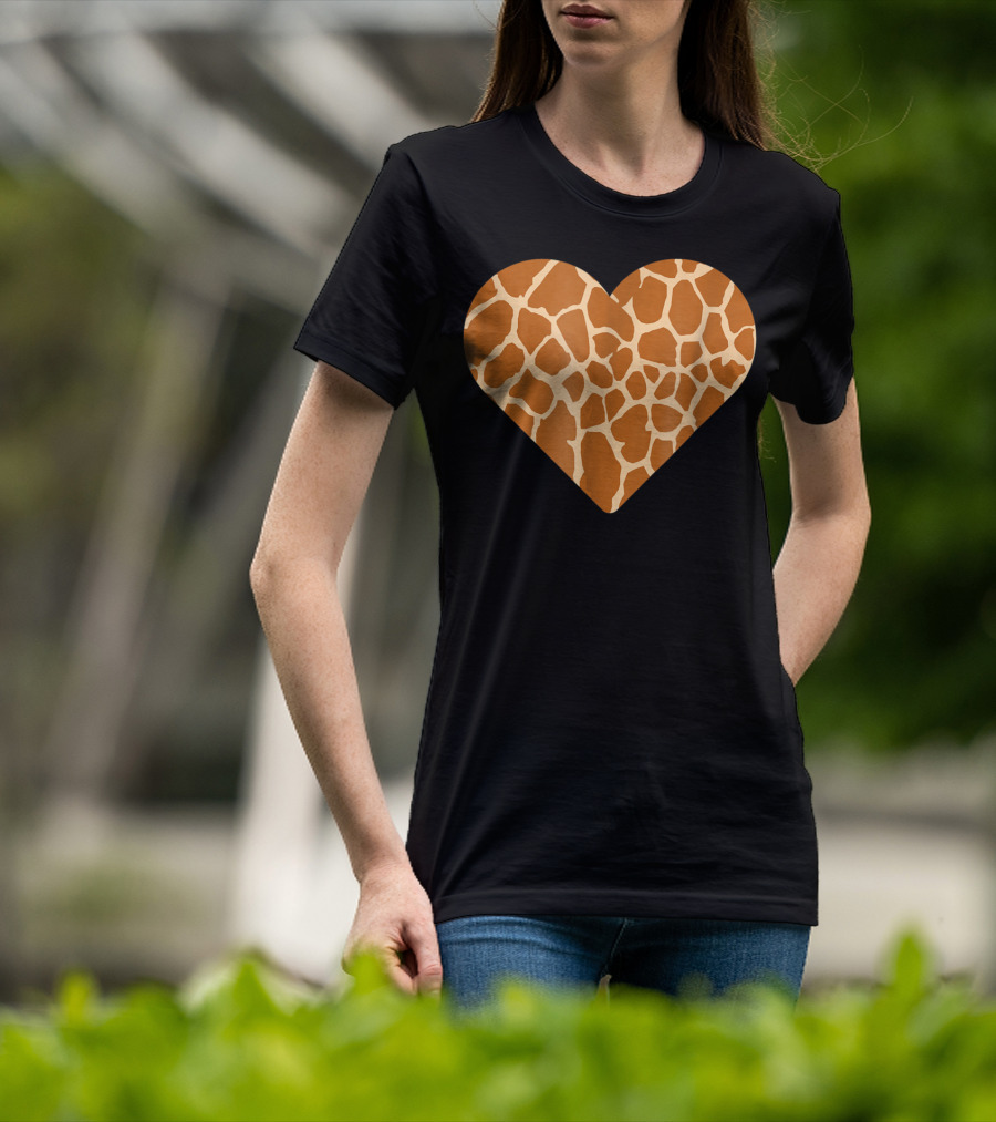 Giraffe Print Heart For Cute Giraffe Lover's Love T-Shirt