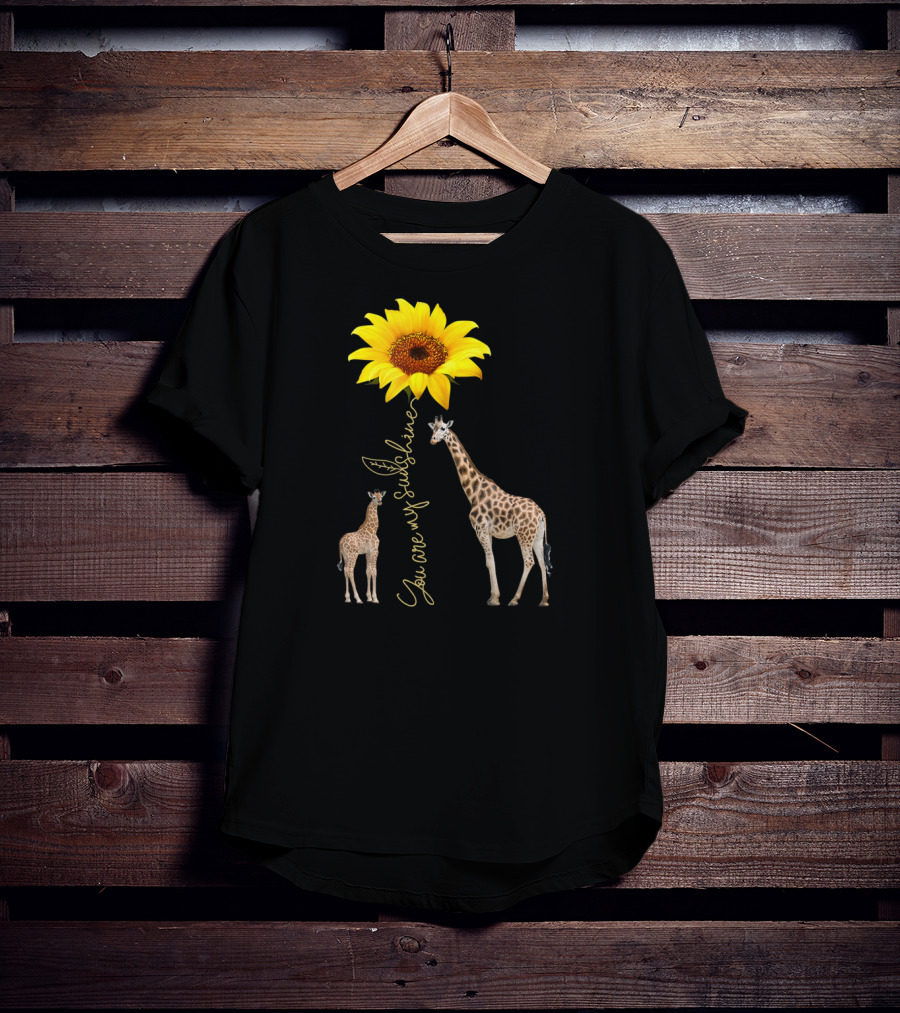 Sunflower You Are My Sunshine Giraffe With Mother And Calf T-Shirt