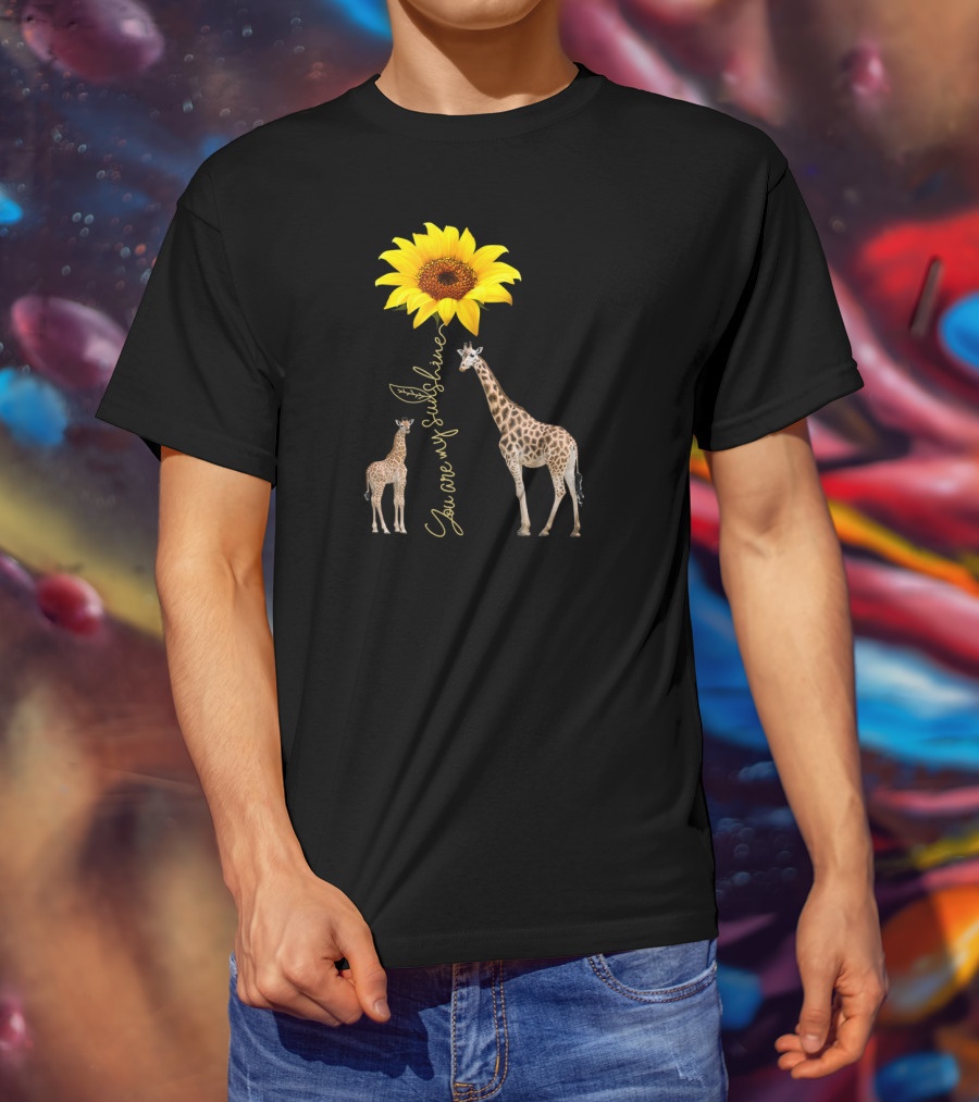 Sunflower You Are My Sunshine Giraffe With Mother And Calf T-Shirt