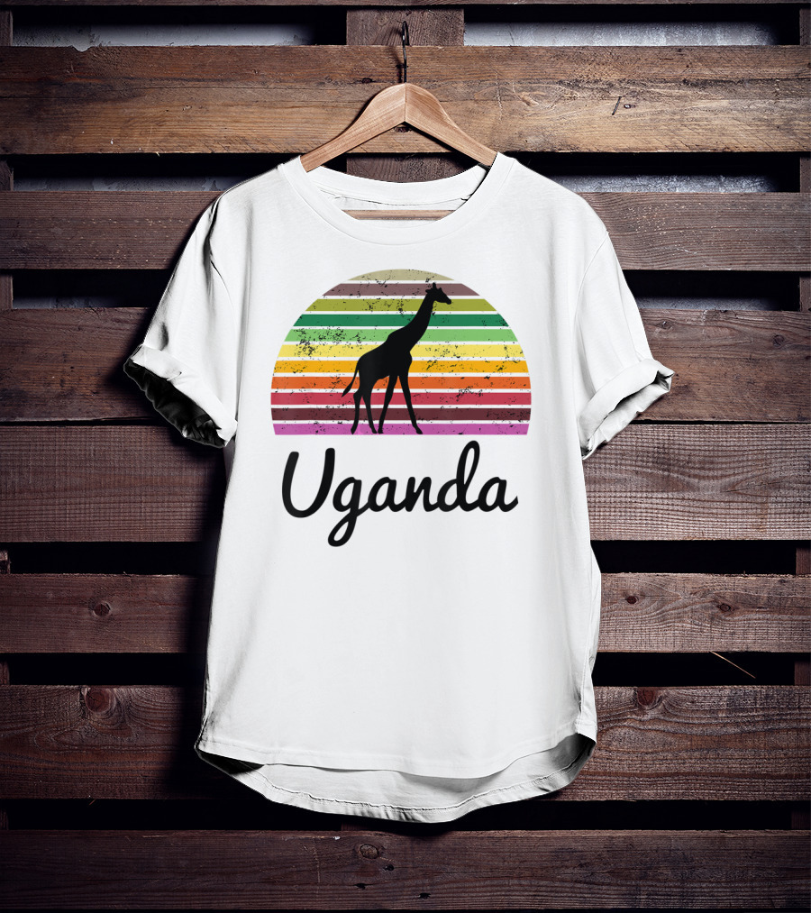 Uganda Giraffe Vintage Sunset Safari T-Shirt
