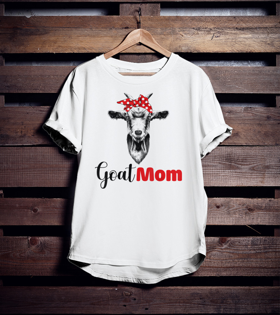 Funny Goat Mom Lovers Girl Polka Dot Bow T-Shirt