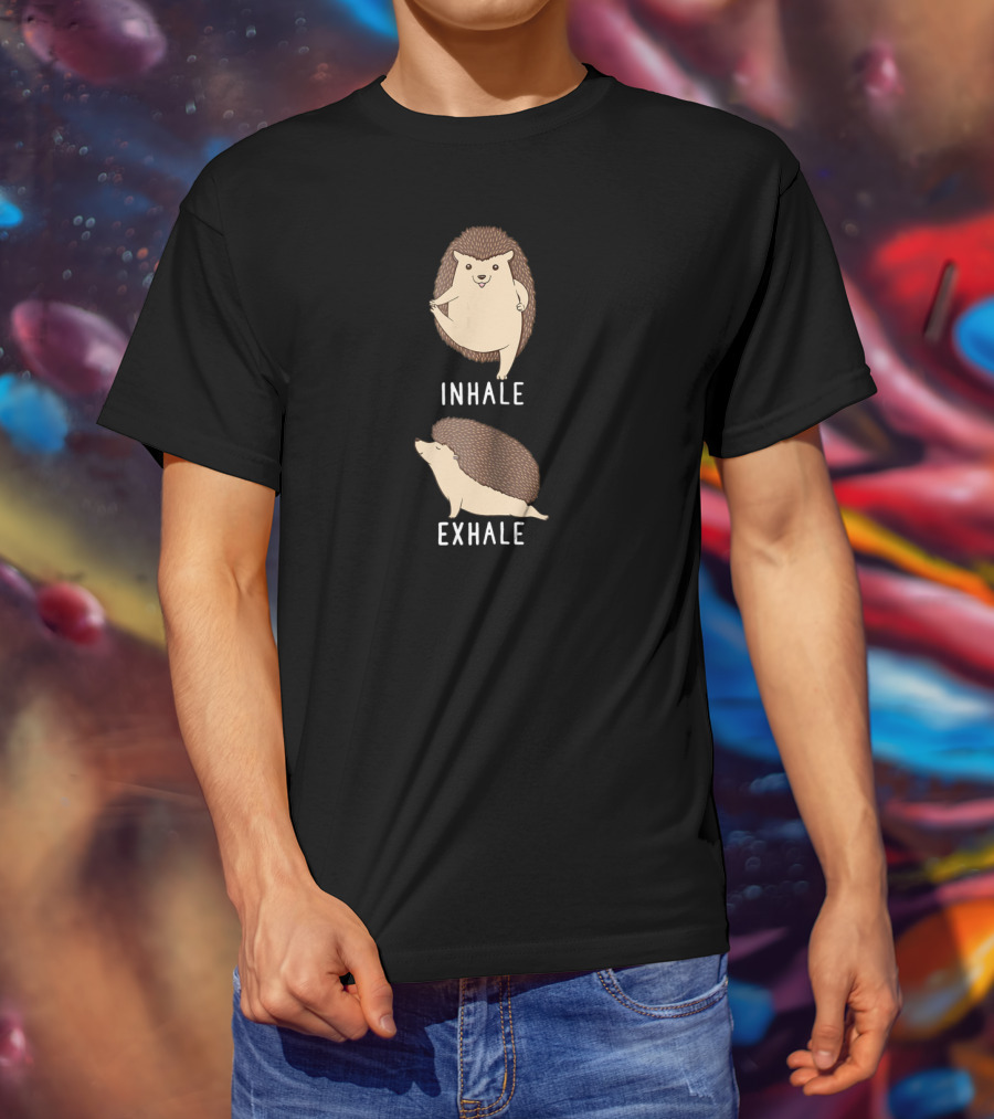 Inhale Exhale Hedgehog Animal Yoga Stress Relief Zen T-Shirt