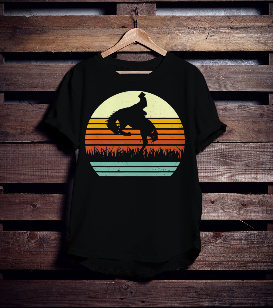 Bucking Bronco Horse Sunset T-Shirt