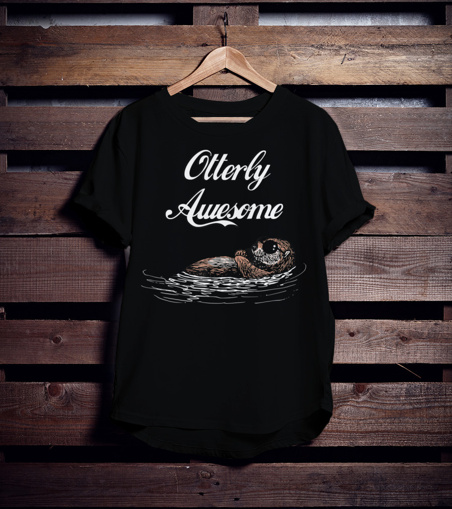 Otterly Awesome Funny Cool Otter Humor Floating Charm T-Shirt