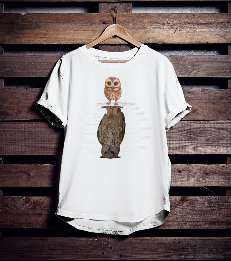 Owl Mirror Evolution Reflection Transformation T-Shirt