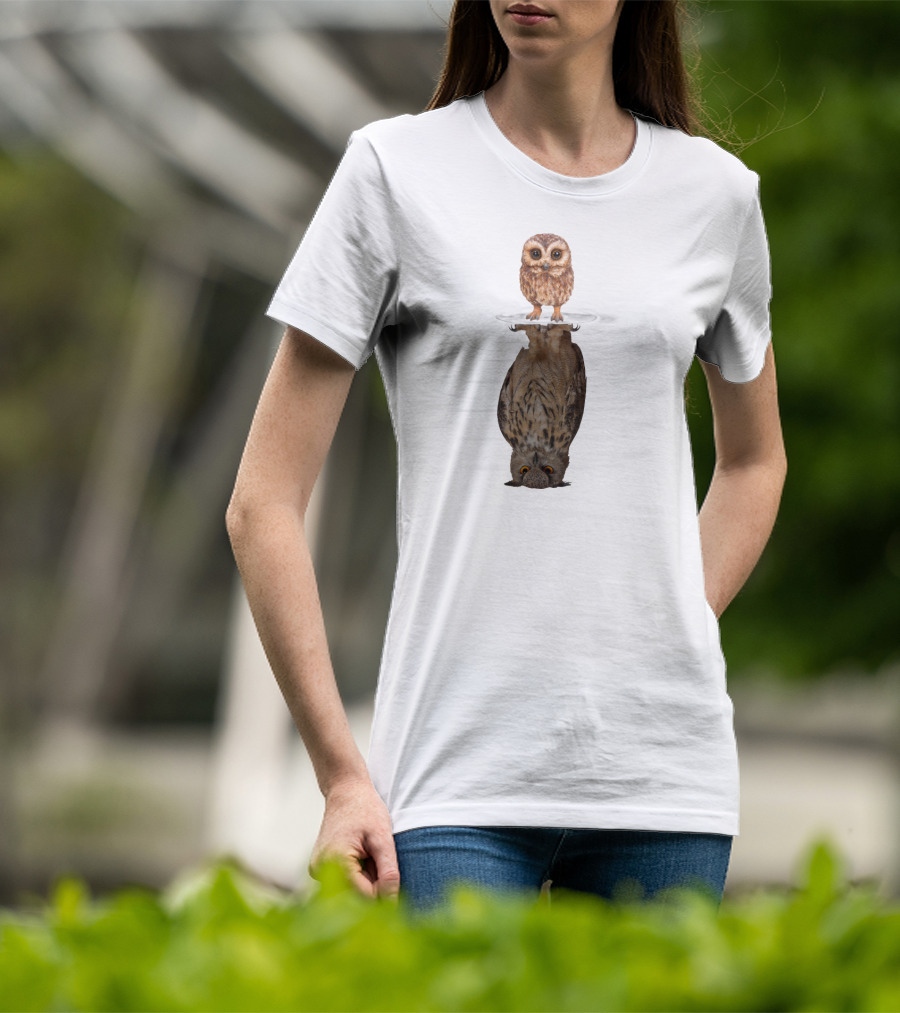 Owl Mirror Evolution Reflection Transformation T-Shirt