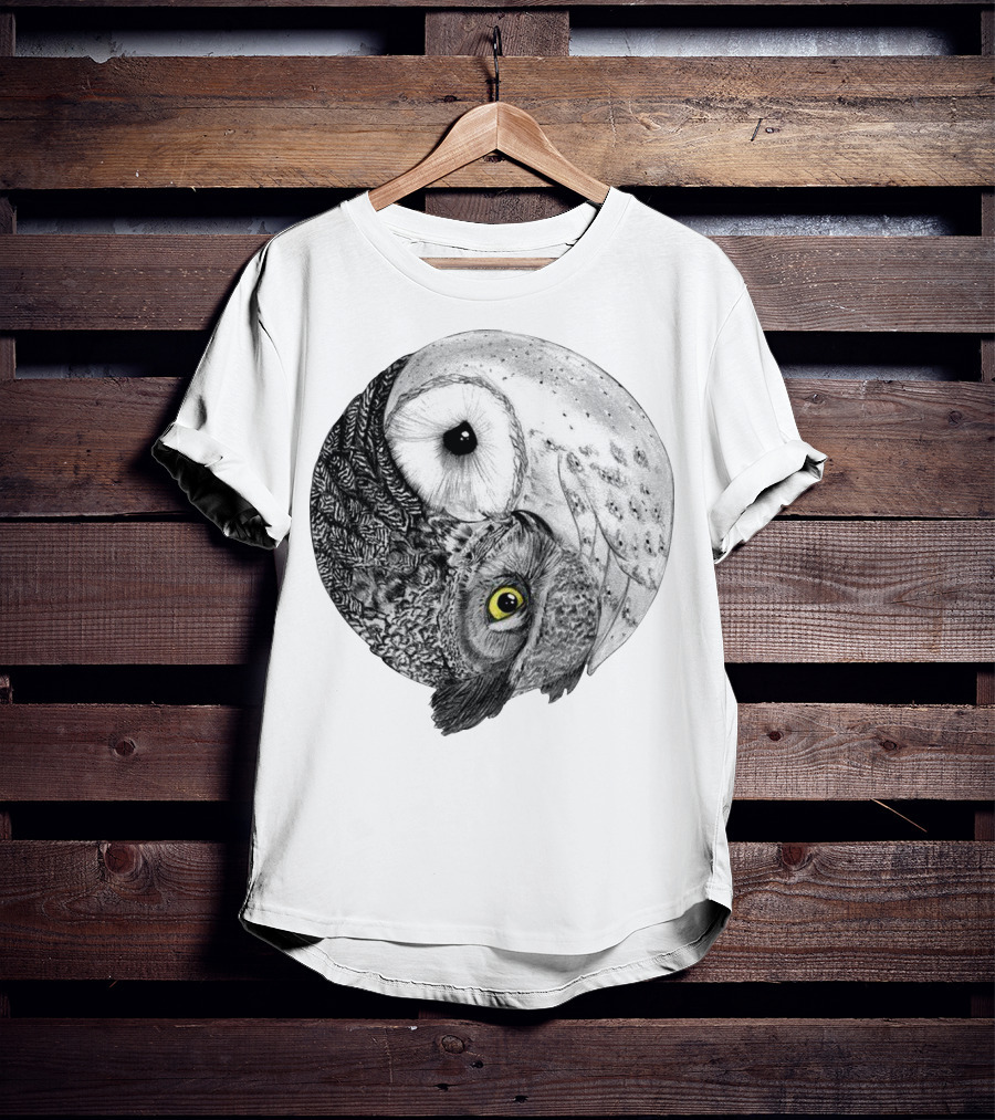 Yin Yang Black And White Owl T-Shirt