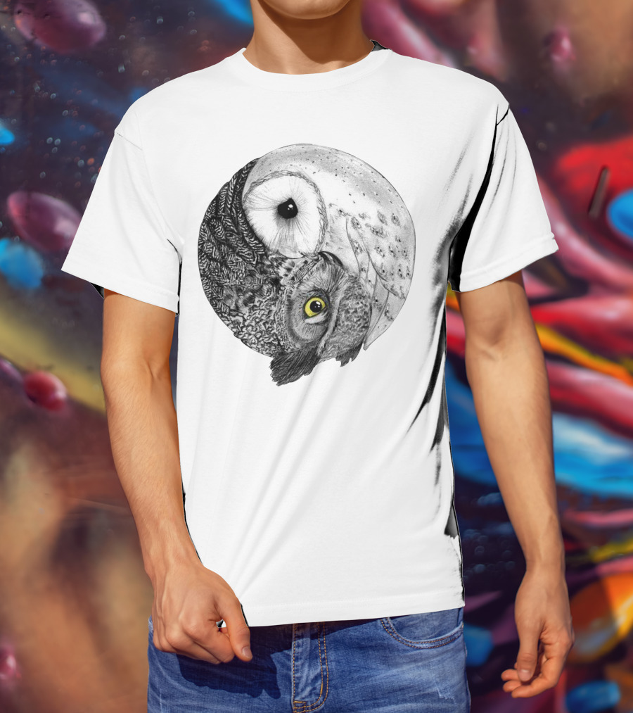 Yin Yang Black And White Owl T-Shirt