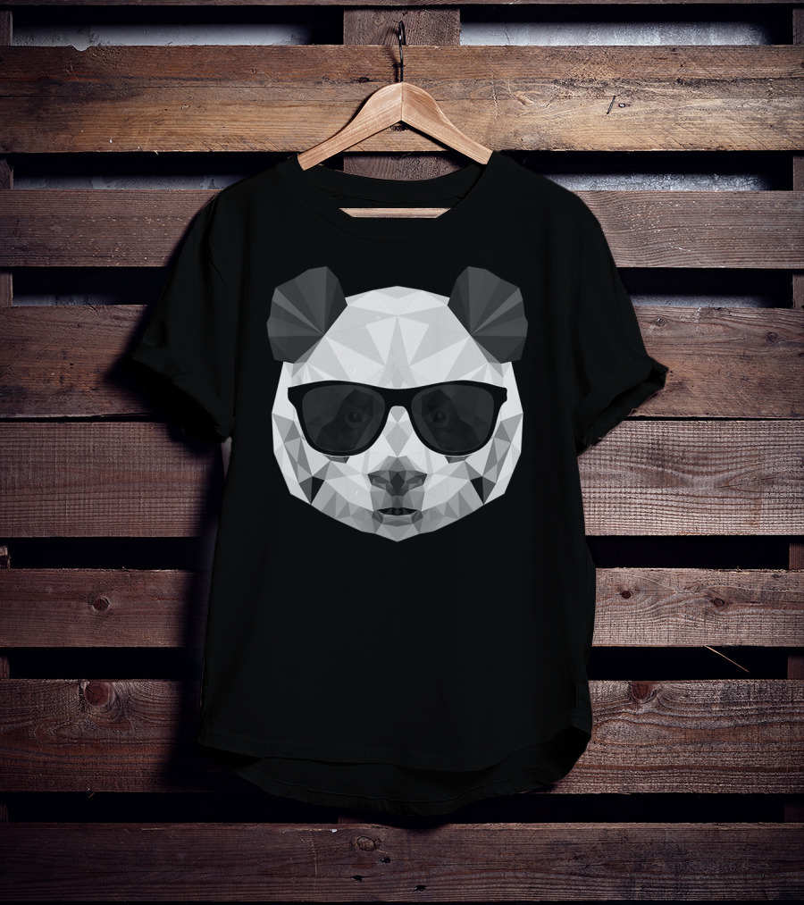 Panda Panda Polygonal Sunglasses Geometric T-Shirt