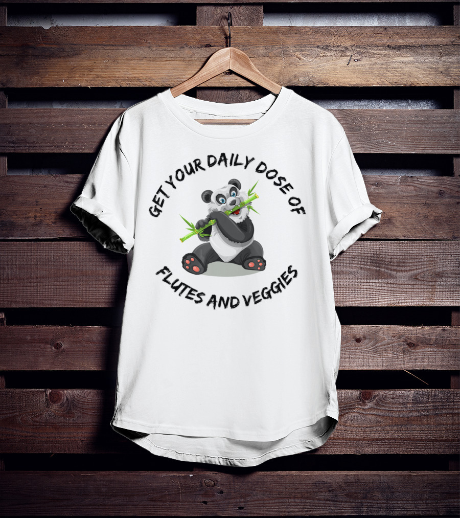 Get Your Daily Dose Of Flutes And Veggies Panda Flute Music Pun T-Shirt