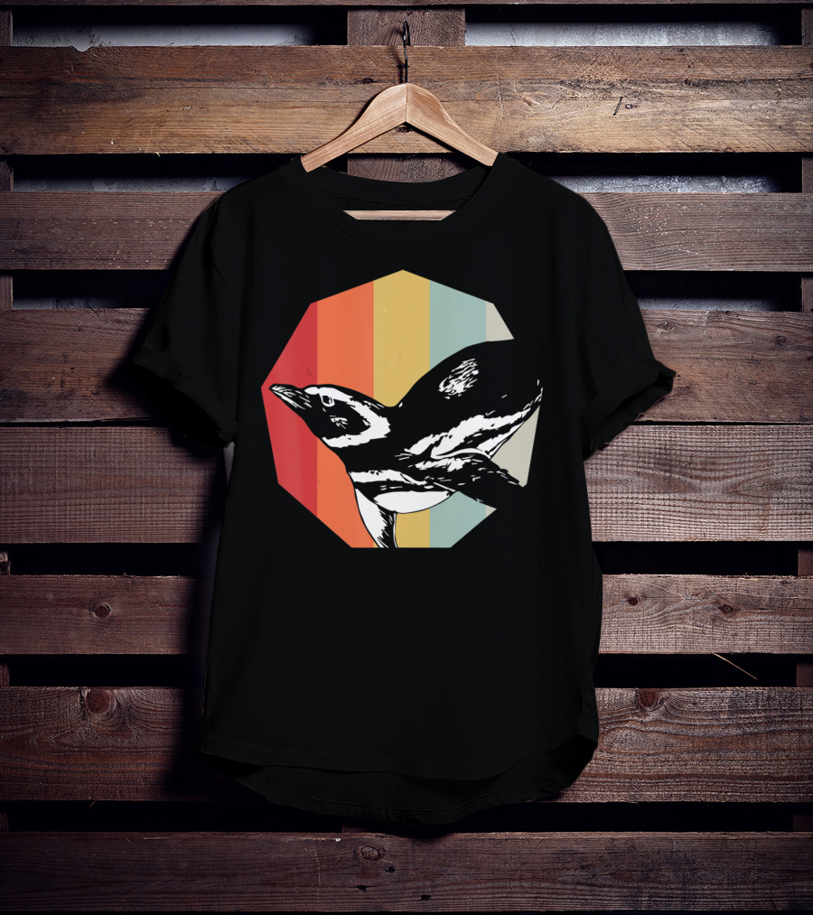 Retro Penguin Vintage Stripes T-Shirt