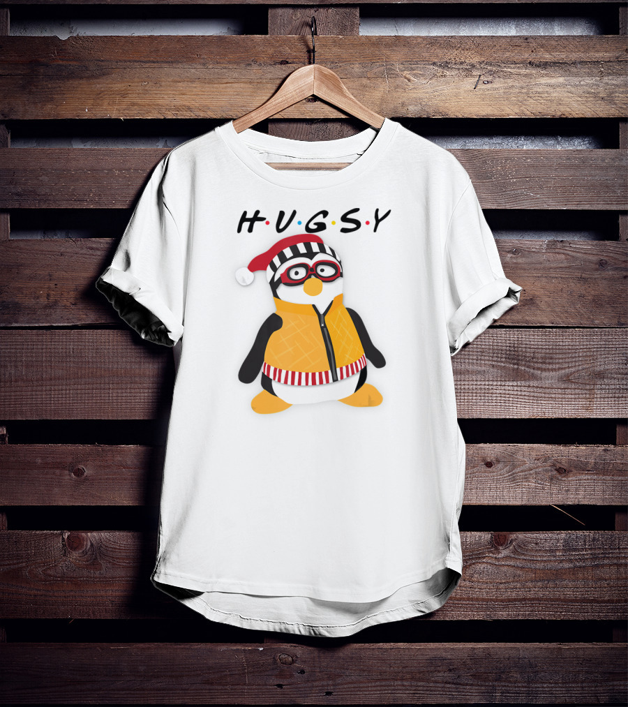 Hugsy Penguin With Santa Hat And Glasses T-Shirt
